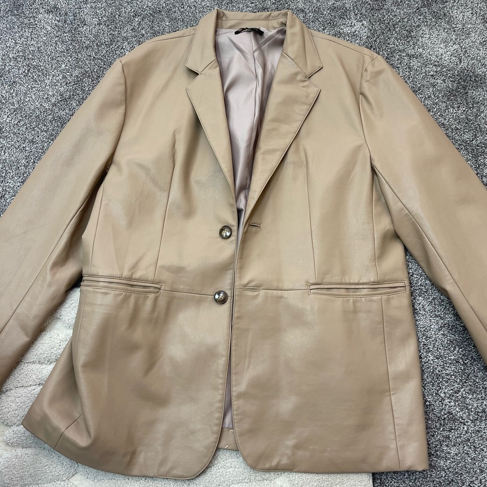 Olivaceous Feaux Leather Blazer